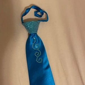 Blue handmade rhinestone tie